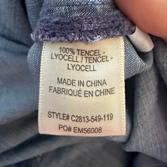 ANTHROPOLOGIE x  Cloth & Stone Shirt Womens XS Blue Hi low Chambray Denim Tunic - Picture 9 of 9